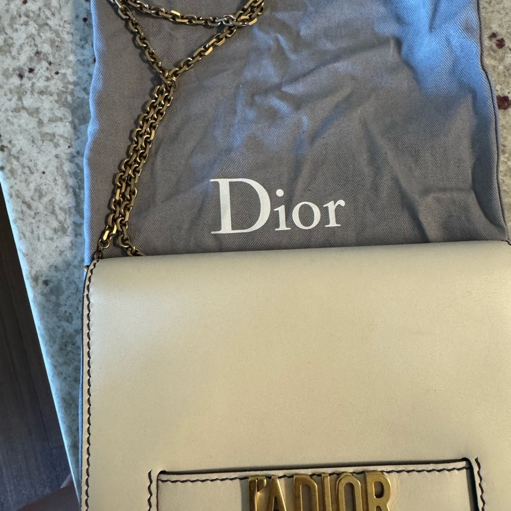 Dior Cream Crossbody Bag with Gold Chain